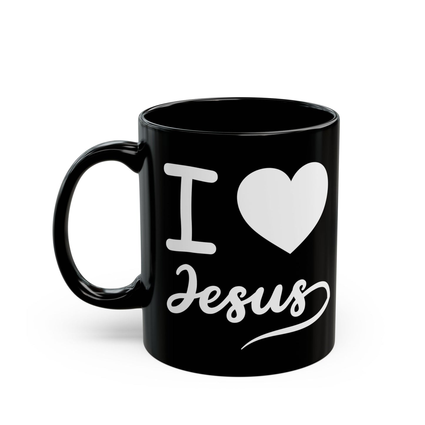I Love Jesus Black Mug - 11oz & 15oz Coffee Cup for Faithful Believers