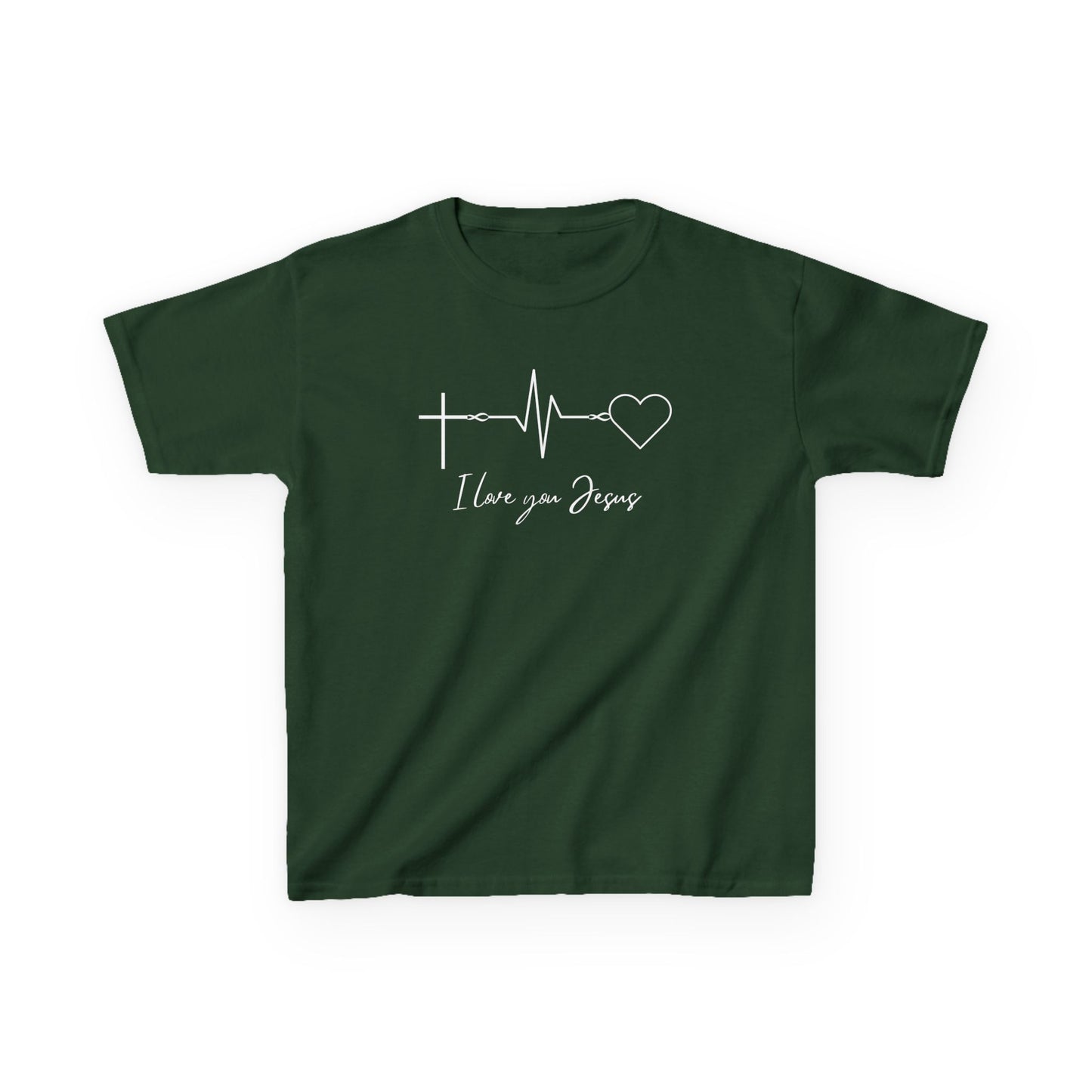Kids T-Shirt - I Love You Jesus Comfortable Heavy Cotton Tee for Everyday Wear