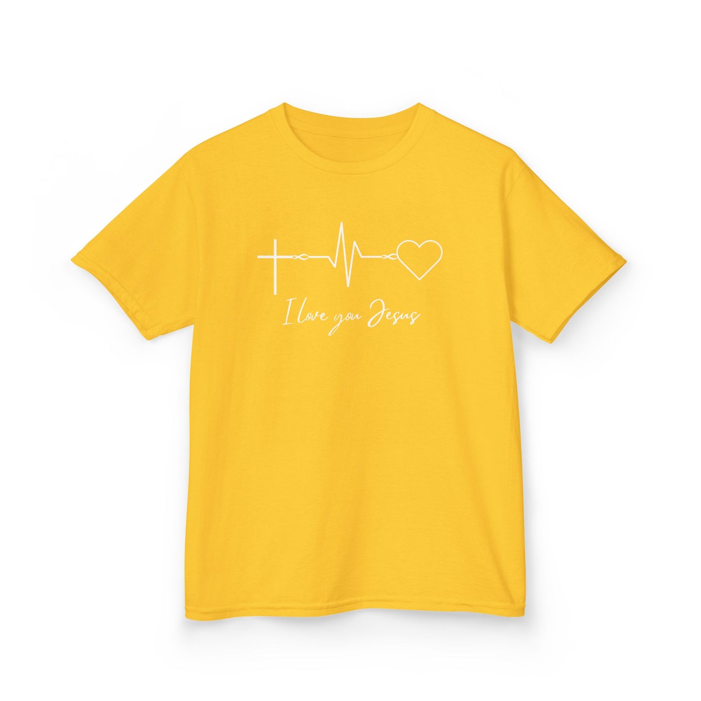 Kids T-Shirt - I Love You Jesus Comfortable Heavy Cotton Tee for Everyday Wear