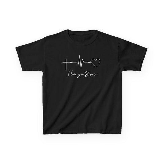 Kids T-Shirt - I Love You Jesus Comfortable Heavy Cotton Tee for Everyday Wear