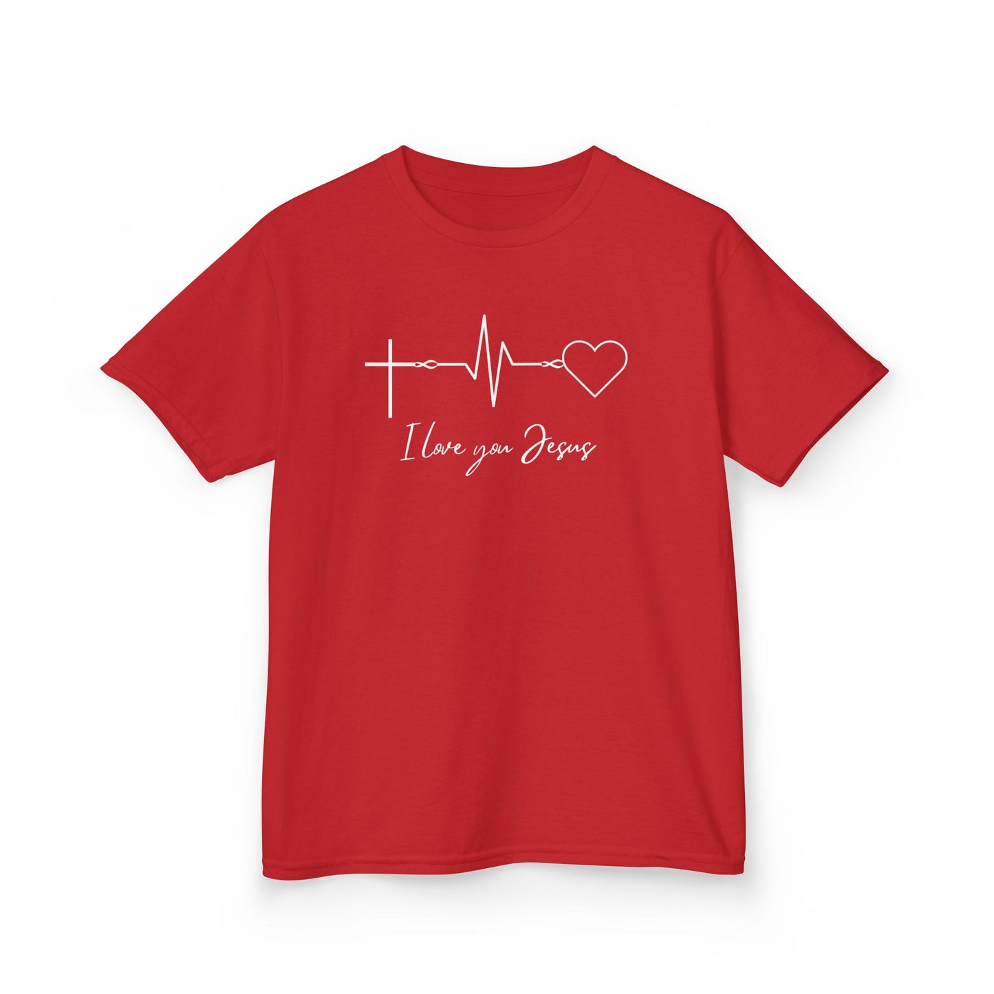 Kids T-Shirt - I Love You Jesus Comfortable Heavy Cotton Tee for Everyday Wear