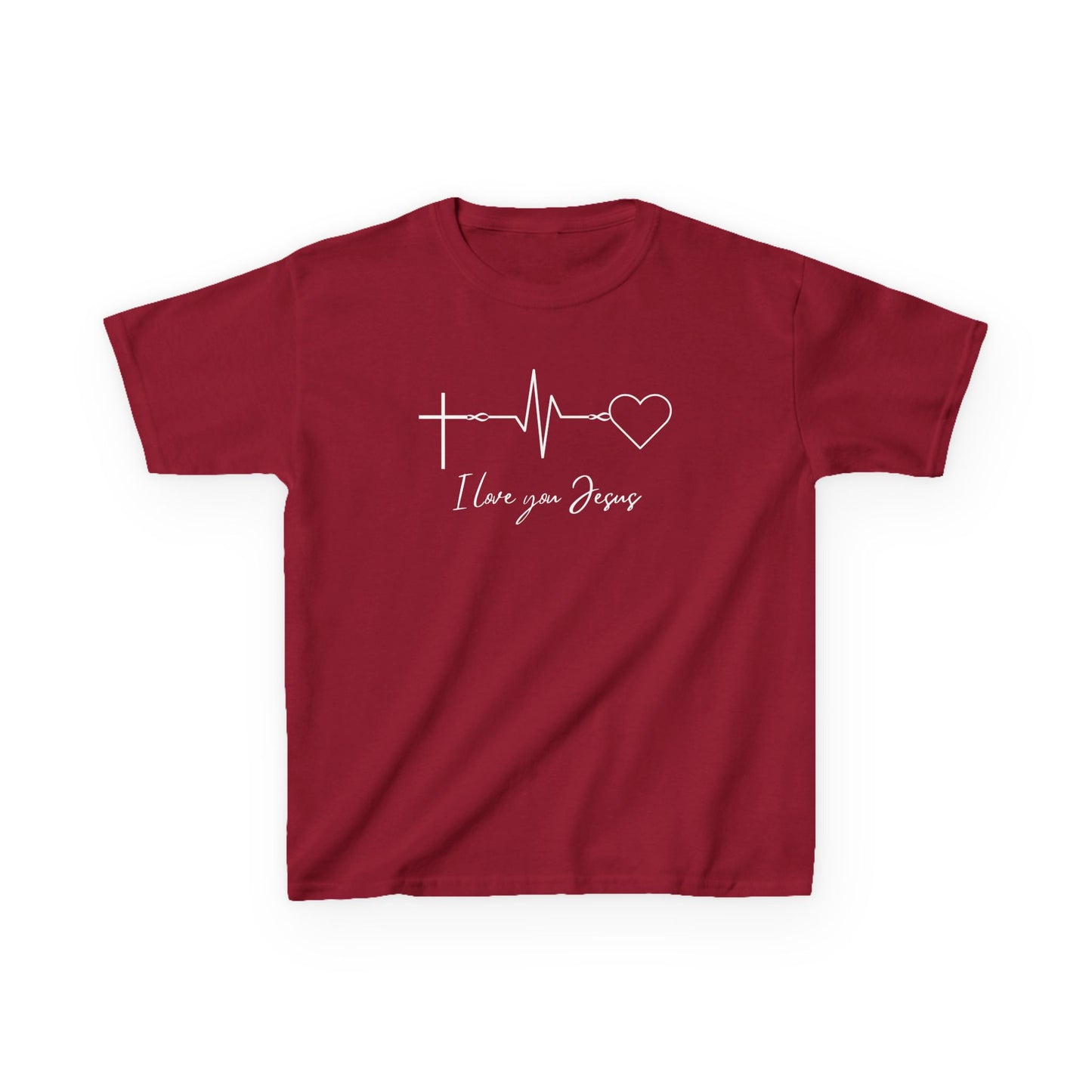 Kids T-Shirt - I Love You Jesus Comfortable Heavy Cotton Tee for Everyday Wear