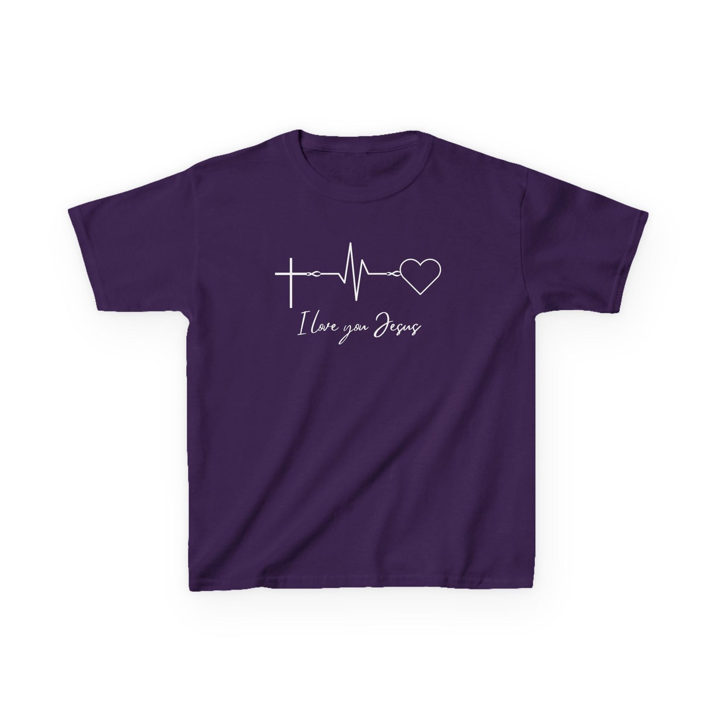 Kids T-Shirt - I Love You Jesus Comfortable Heavy Cotton Tee for Everyday Wear