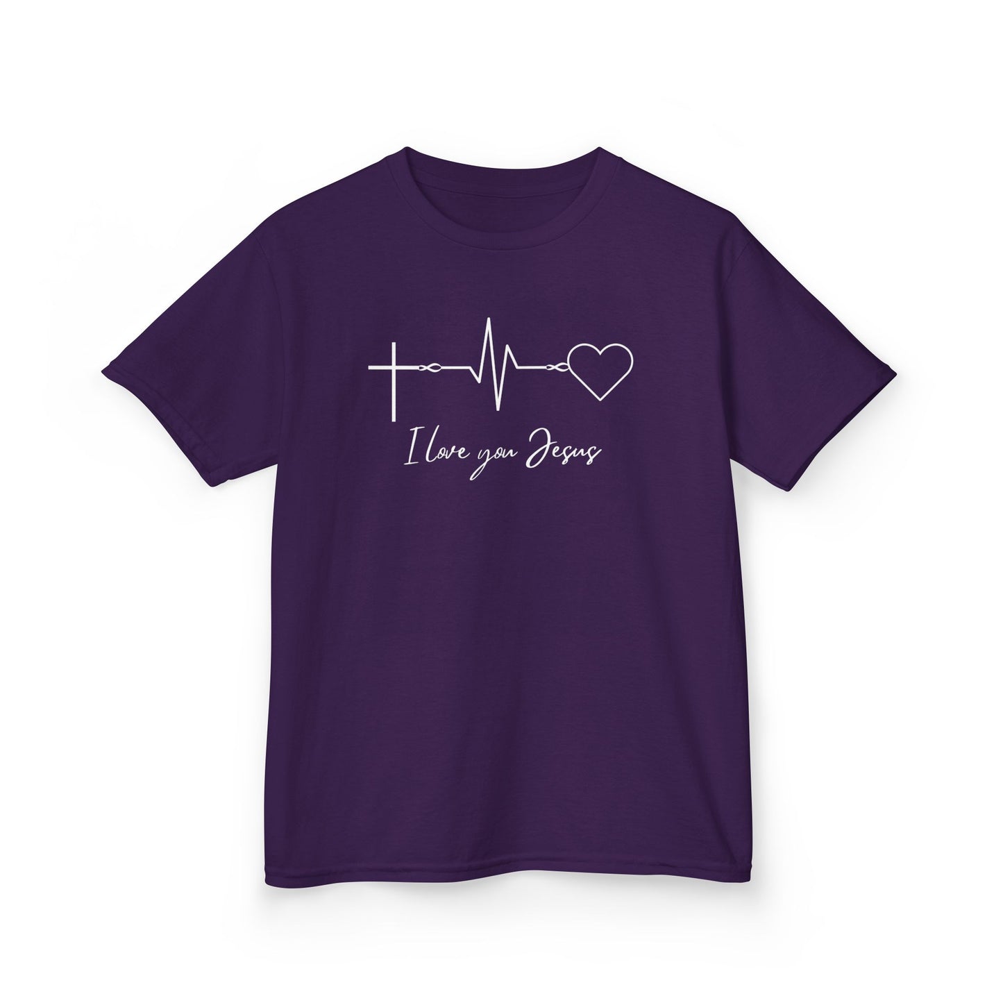 Kids T-Shirt - I Love You Jesus Comfortable Heavy Cotton Tee for Everyday Wear