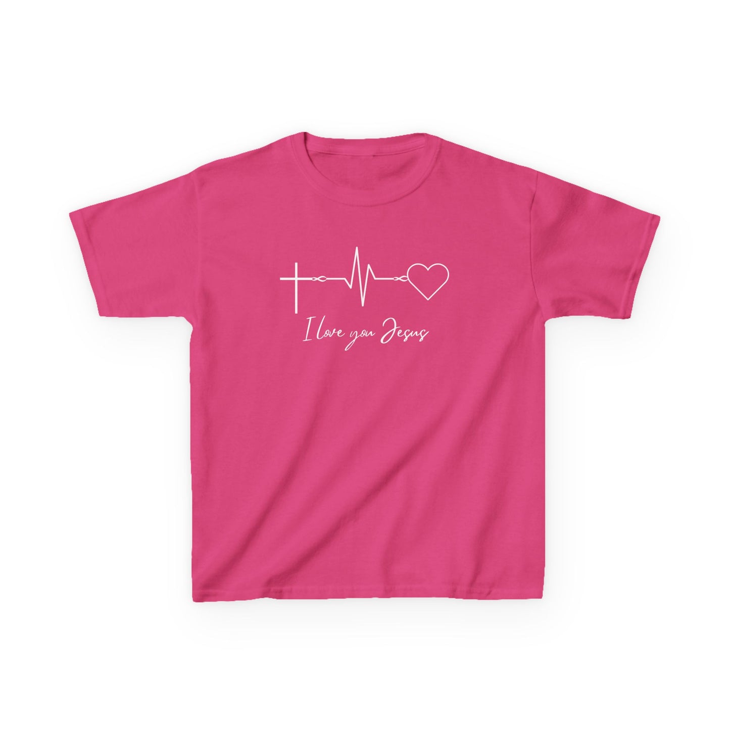 Kids T-Shirt - I Love You Jesus Comfortable Heavy Cotton Tee for Everyday Wear