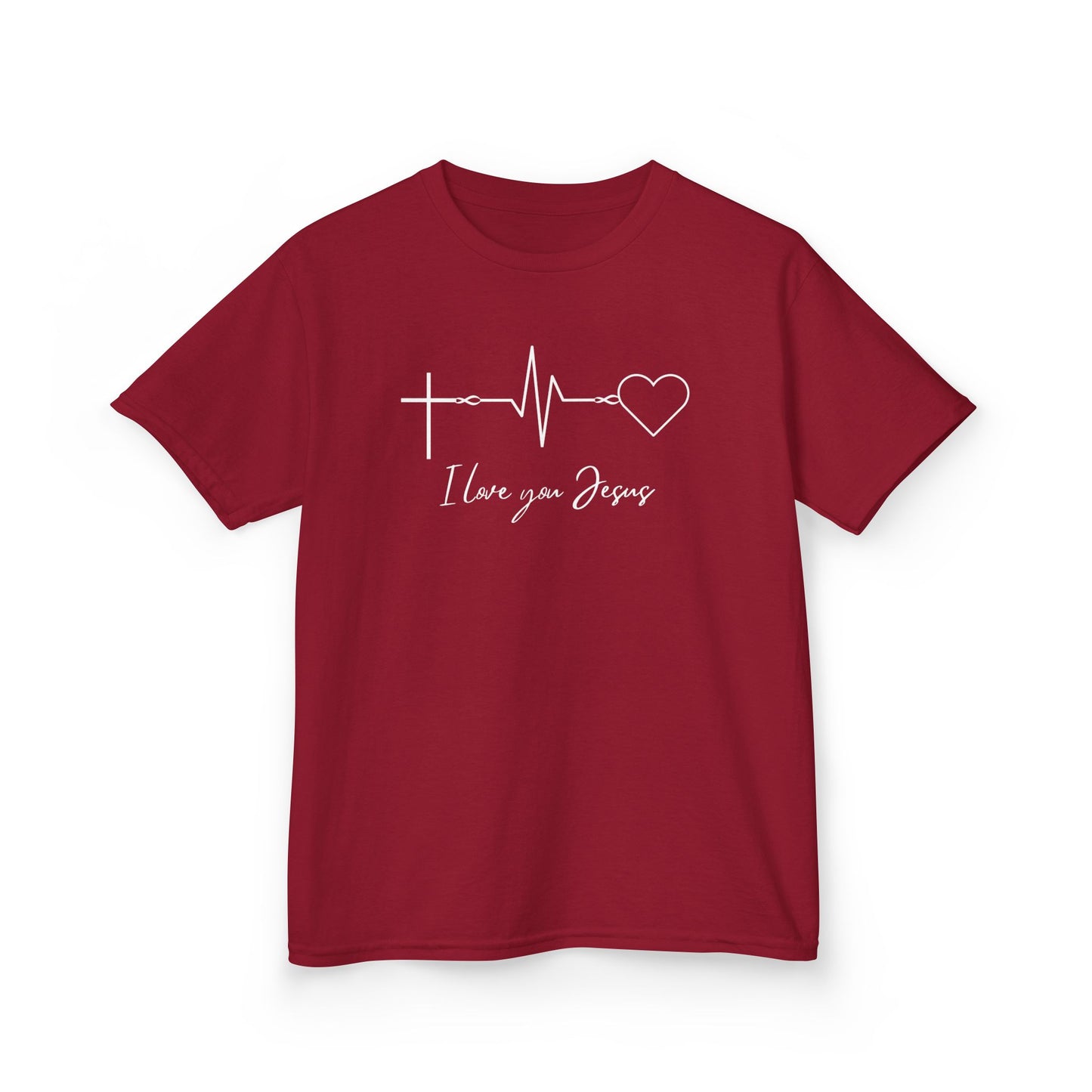 Kids T-Shirt - I Love You Jesus Comfortable Heavy Cotton Tee for Everyday Wear