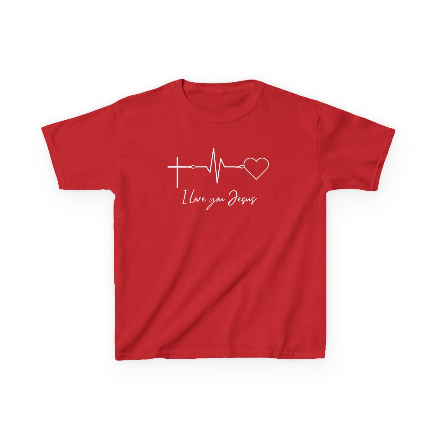 Kids T-Shirt - I Love You Jesus Comfortable Heavy Cotton Tee for Everyday Wear