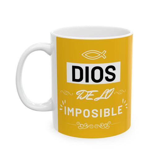 Inspiring Ceramic Mug - "Dios de lo Imposible" Quote - Motivational Drinkware for Home or Office