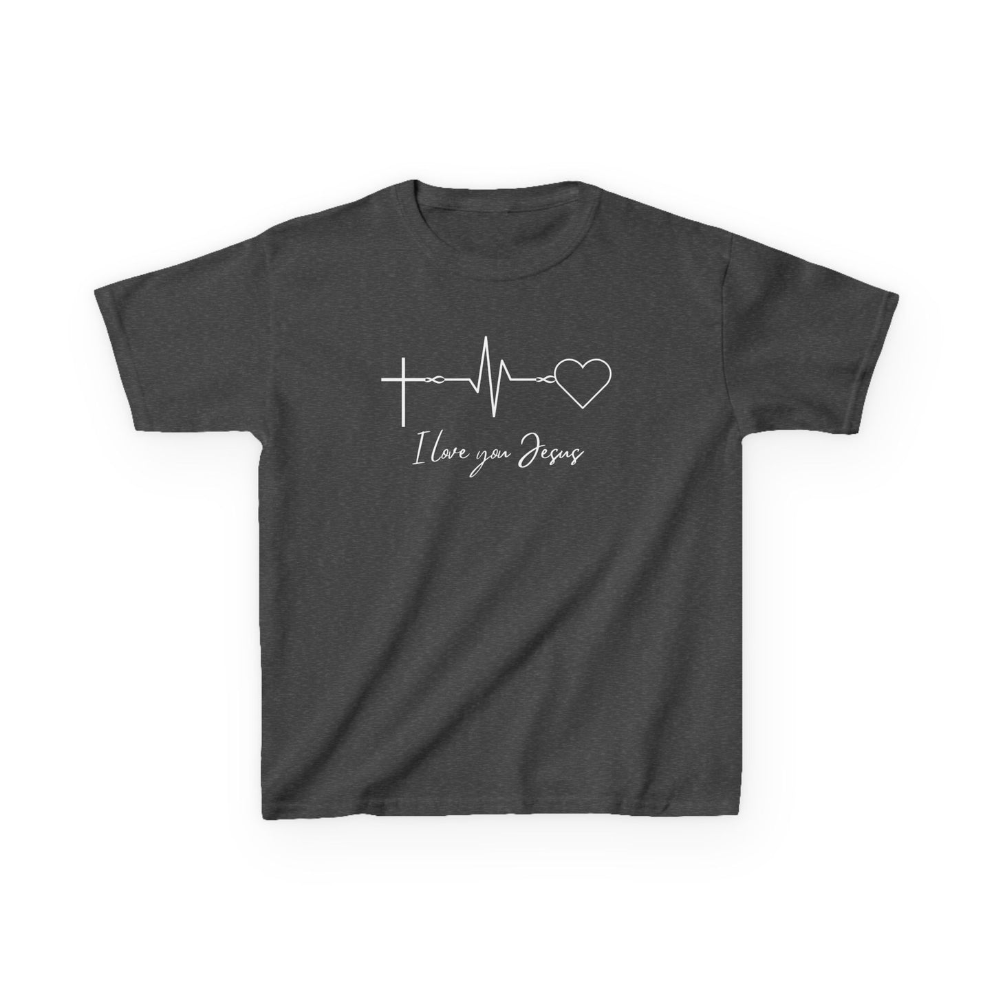 Kids T-Shirt - I Love You Jesus Comfortable Heavy Cotton Tee for Everyday Wear
