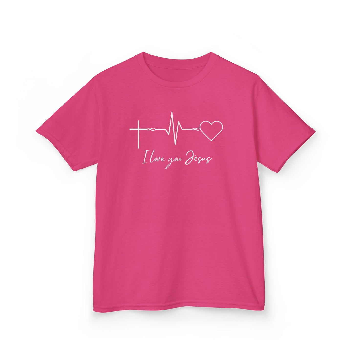 Kids T-Shirt - I Love You Jesus Comfortable Heavy Cotton Tee for Everyday Wear