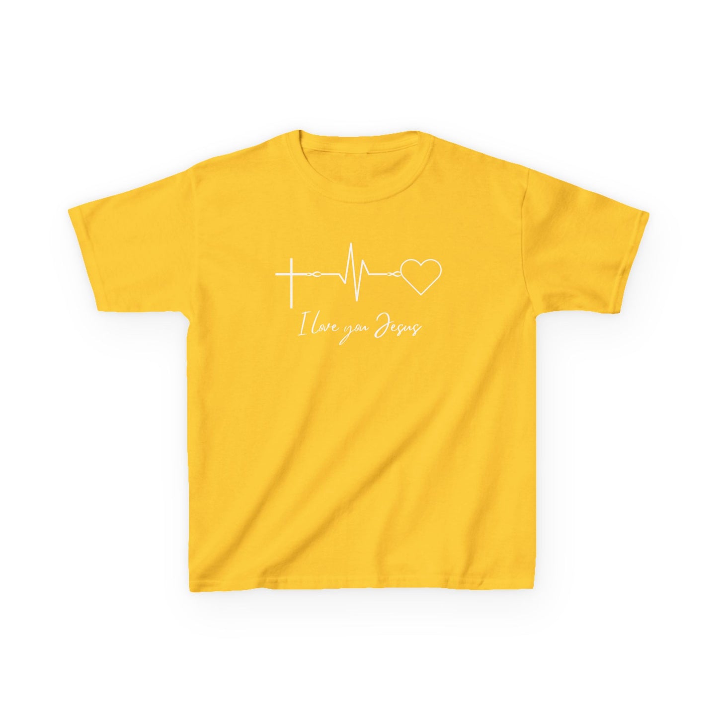 Kids T-Shirt - I Love You Jesus Comfortable Heavy Cotton Tee for Everyday Wear