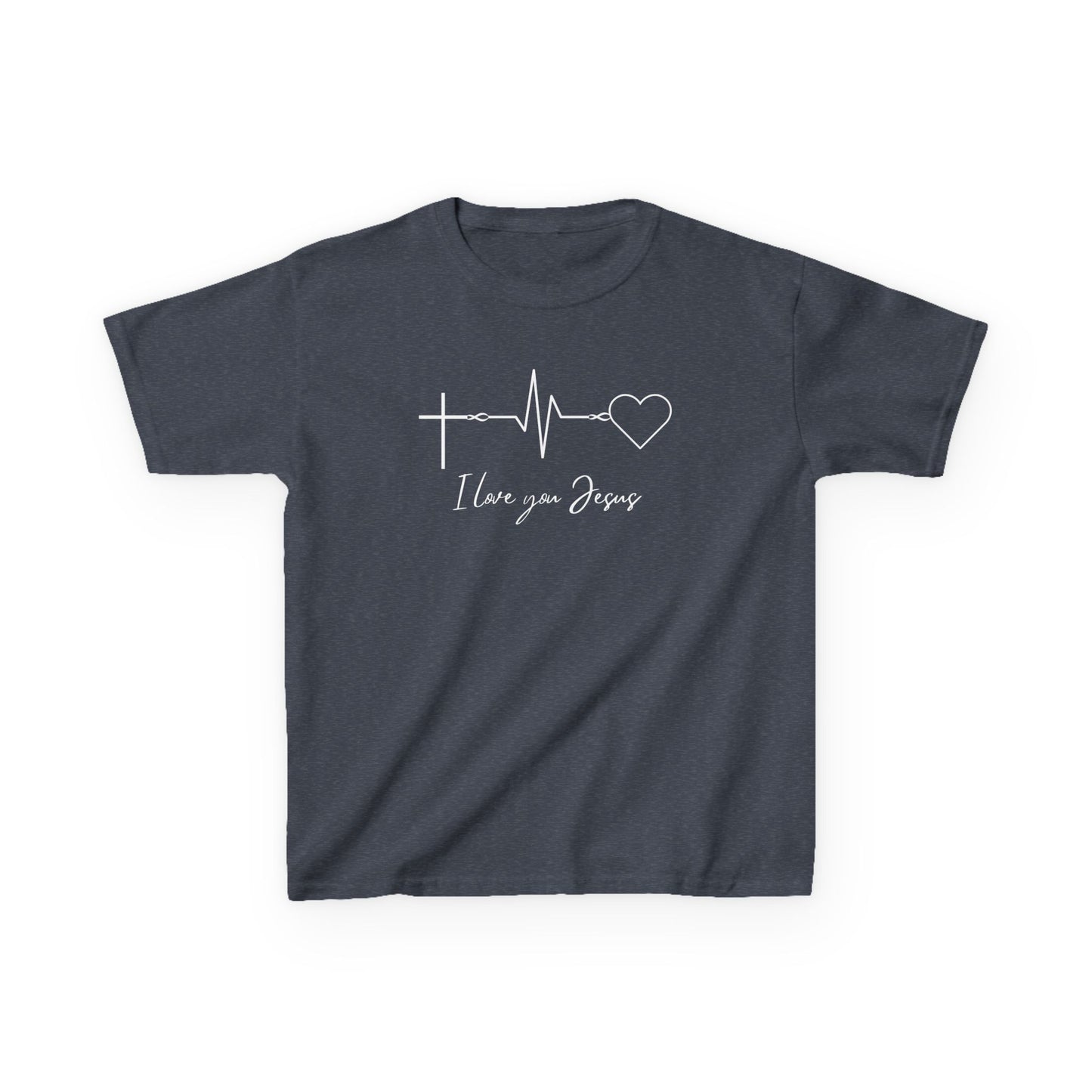 Kids T-Shirt - I Love You Jesus Comfortable Heavy Cotton Tee for Everyday Wear