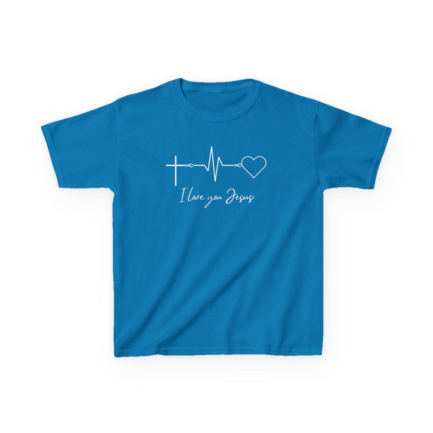 Kids T-Shirt - I Love You Jesus Comfortable Heavy Cotton Tee for Everyday Wear