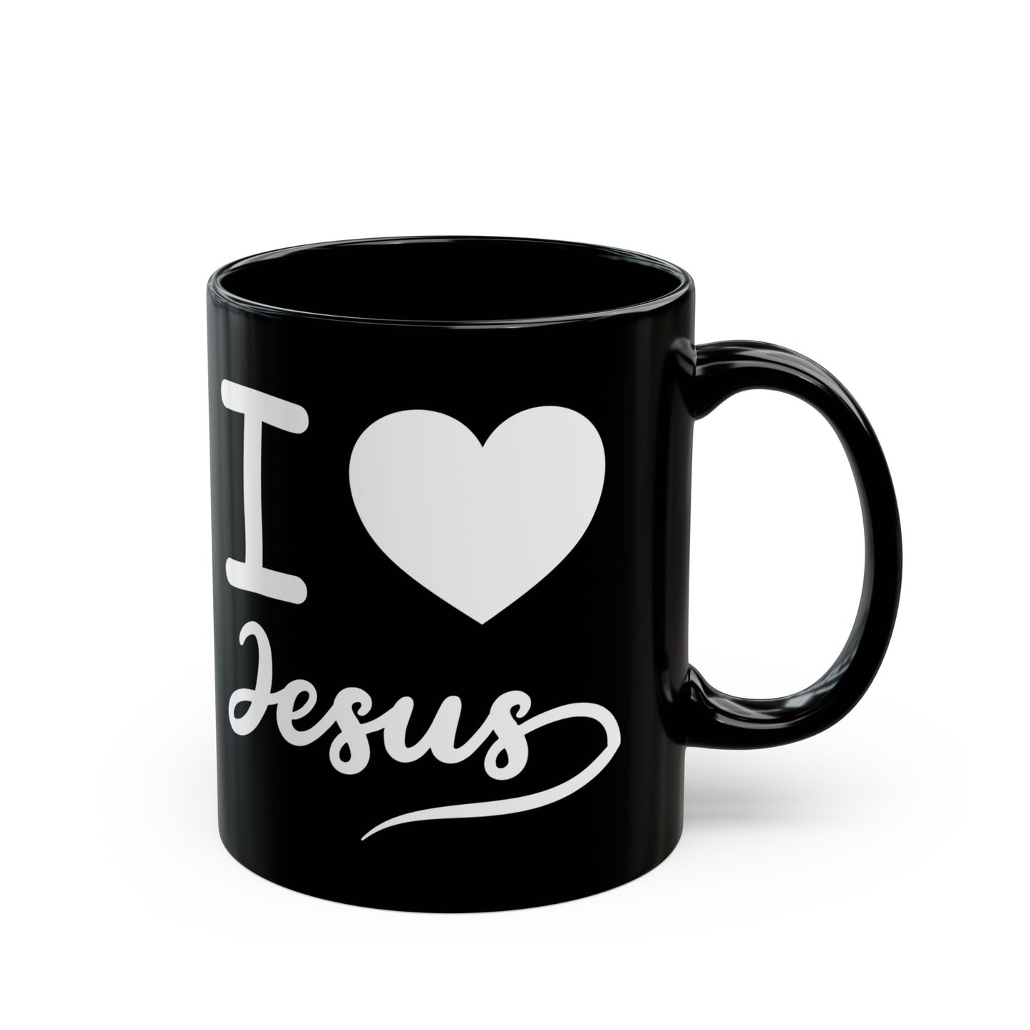 I Love Jesus Black Mug - 11oz & 15oz Coffee Cup for Faithful Believers