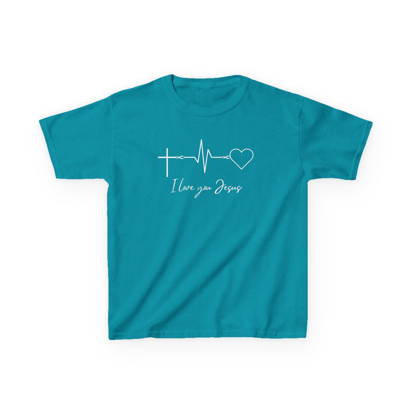 Kids T-Shirt - I Love You Jesus Comfortable Heavy Cotton Tee for Everyday Wear
