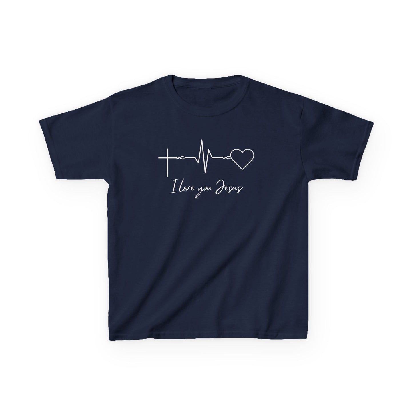 Kids T-Shirt - I Love You Jesus Comfortable Heavy Cotton Tee for Everyday Wear