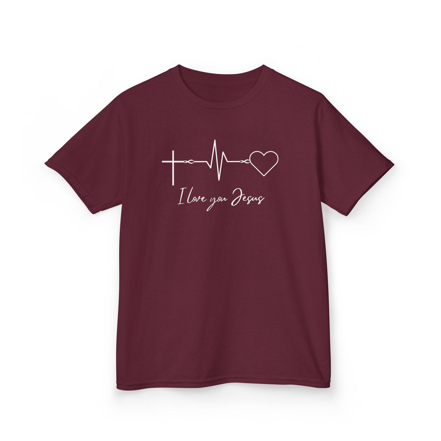 Kids T-Shirt - I Love You Jesus Comfortable Heavy Cotton Tee for Everyday Wear