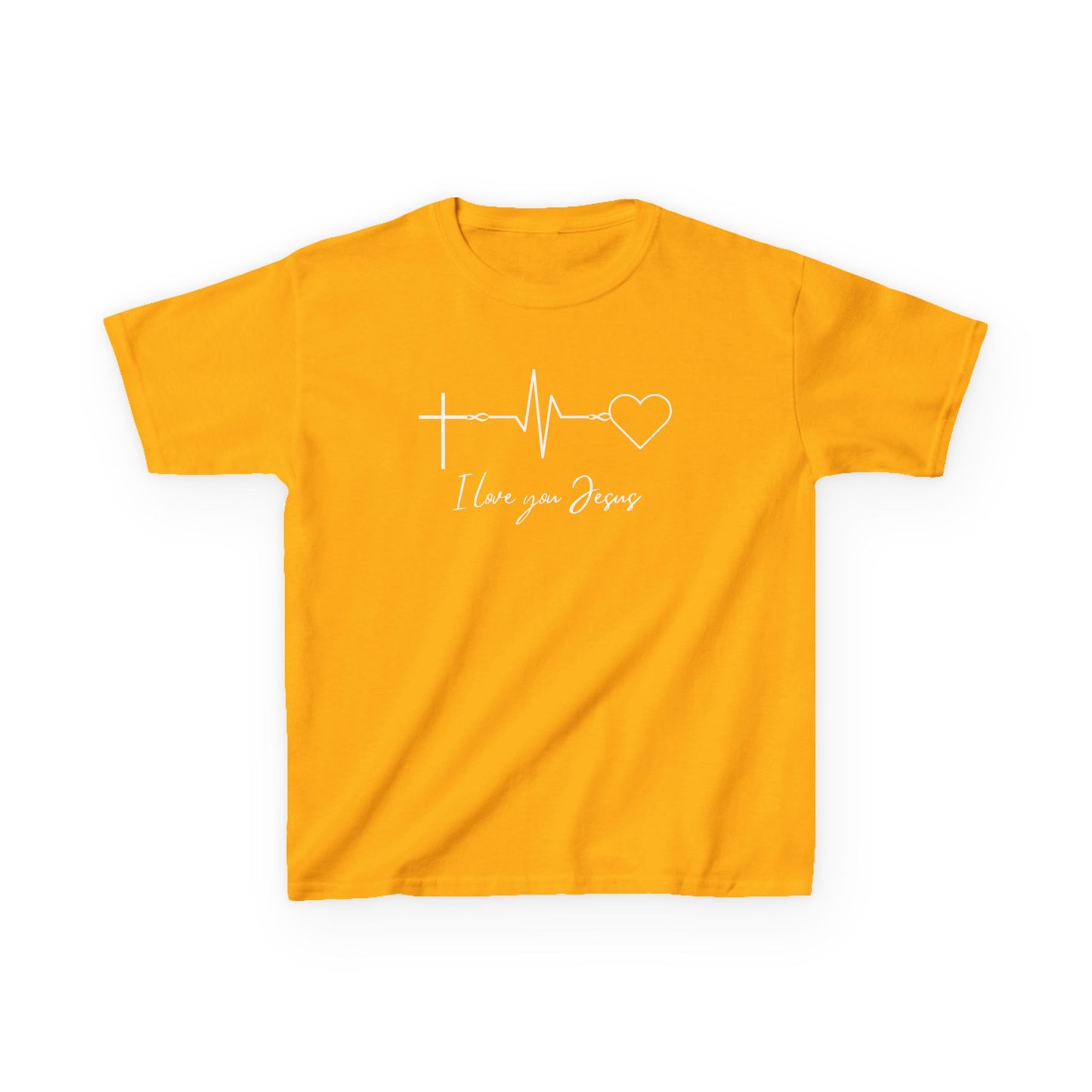 Kids T-Shirt - I Love You Jesus Comfortable Heavy Cotton Tee for Everyday Wear