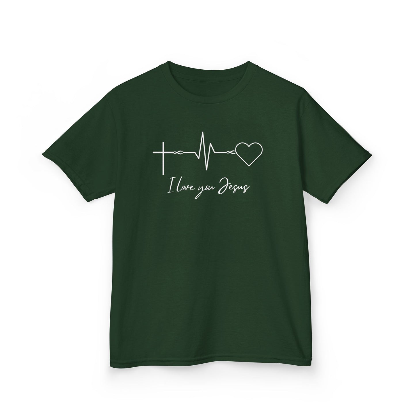 Kids T-Shirt - I Love You Jesus Comfortable Heavy Cotton Tee for Everyday Wear