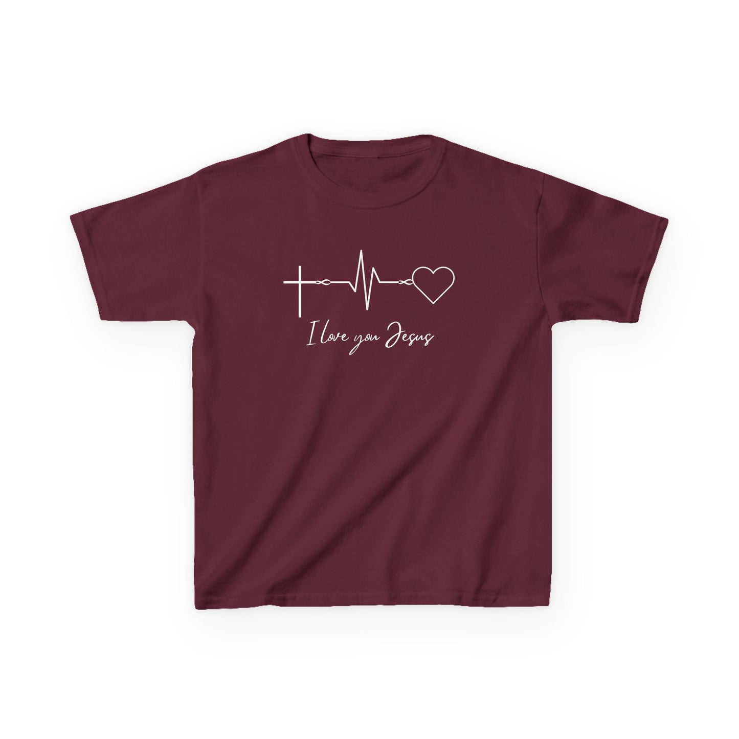 Kids T-Shirt - I Love You Jesus Comfortable Heavy Cotton Tee for Everyday Wear